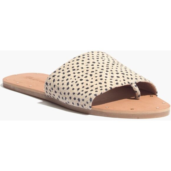Madewell The Anais Thong Spot Dot Natural Slide Sandals Women's Size 6.5 - Picture 1 of 9